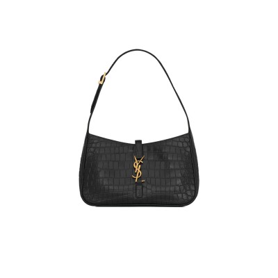 YSL LE 5 À 7 IN CROCODILE-EMBOSSED SHINY LEATHER 657228DZESW1062 (23*16*6.5cm)